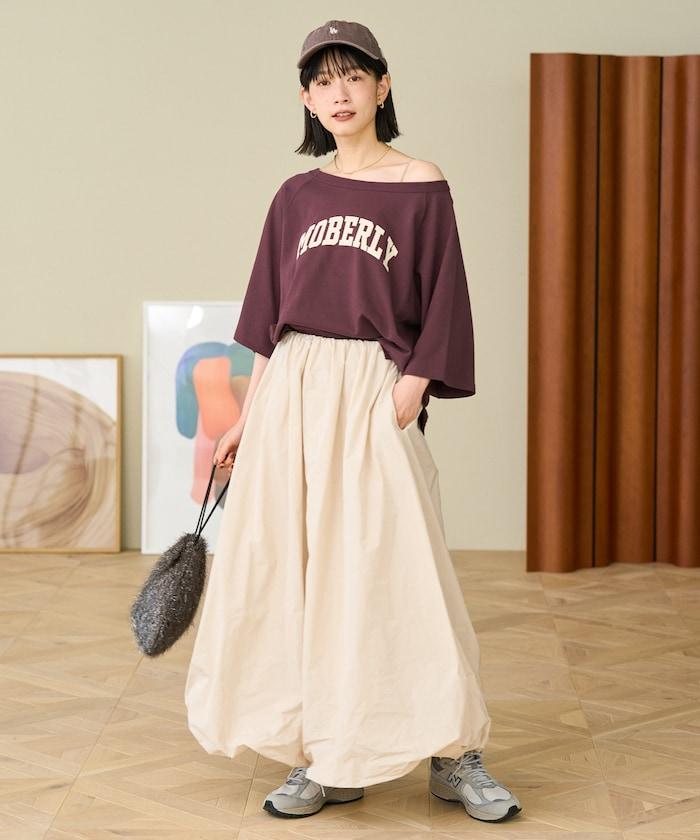 2WAY 平滑logo七分袖T恤/露肩T恤