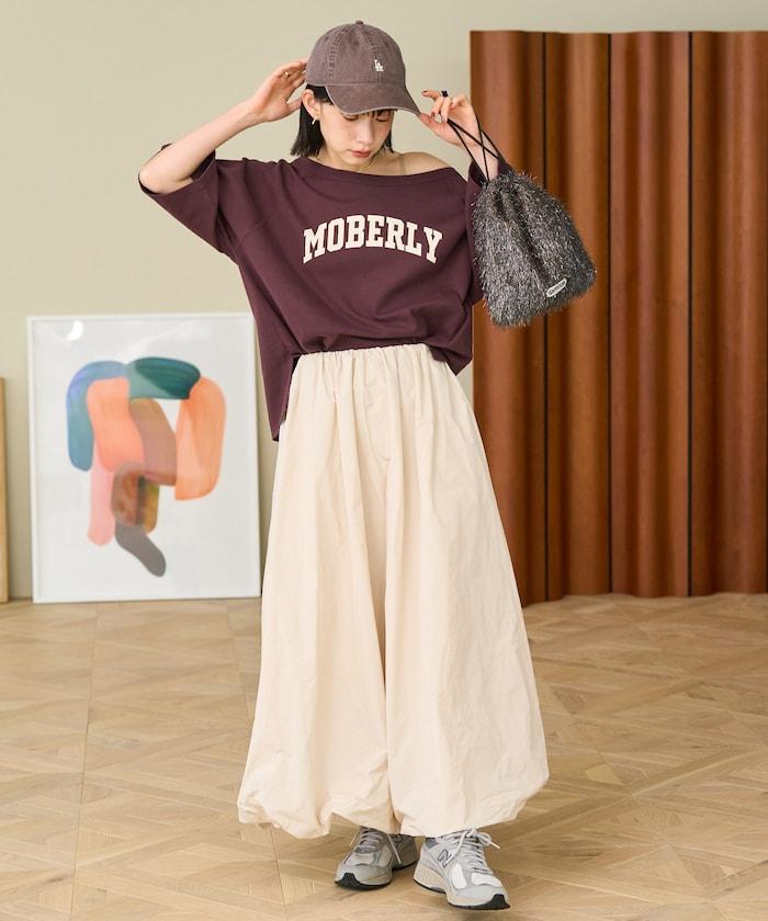 2WAY 平滑logo七分袖T恤/露肩T恤