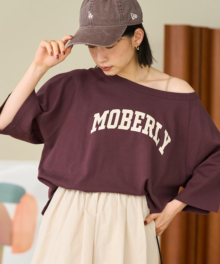 2WAY 平滑logo七分袖T恤/露肩T恤