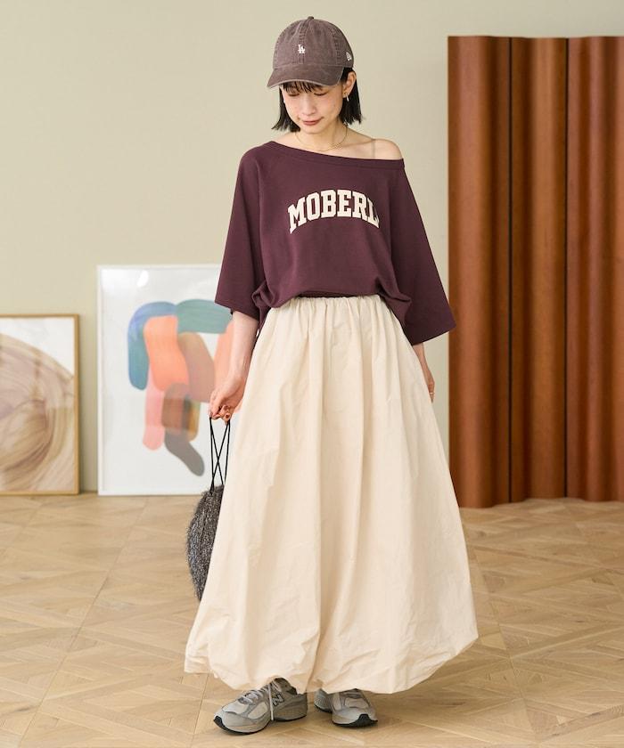 2WAY 平滑logo七分袖T恤/露肩T恤