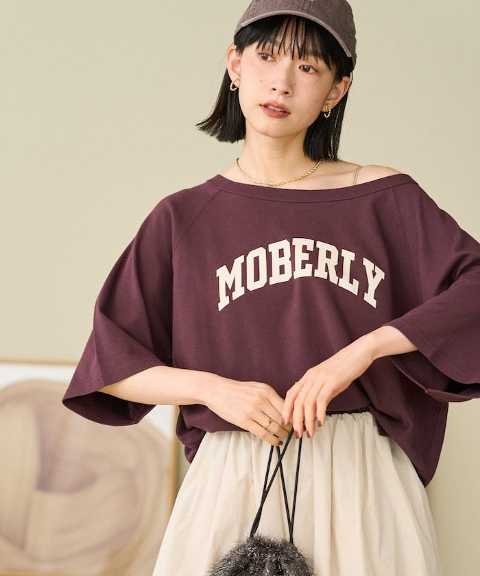 2WAY 平滑logo七分袖T恤/露肩T恤