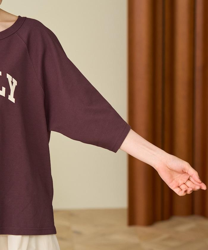 2WAY 平滑logo七分袖T恤/露肩T恤