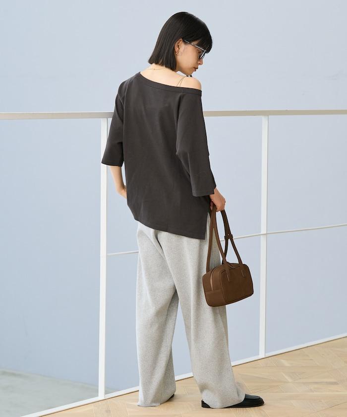 2WAY 平滑logo七分袖T恤/露肩T恤