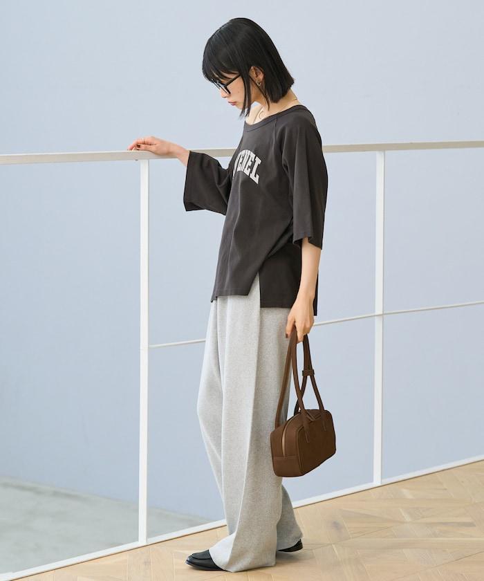 2WAY 平滑logo七分袖T恤/露肩T恤