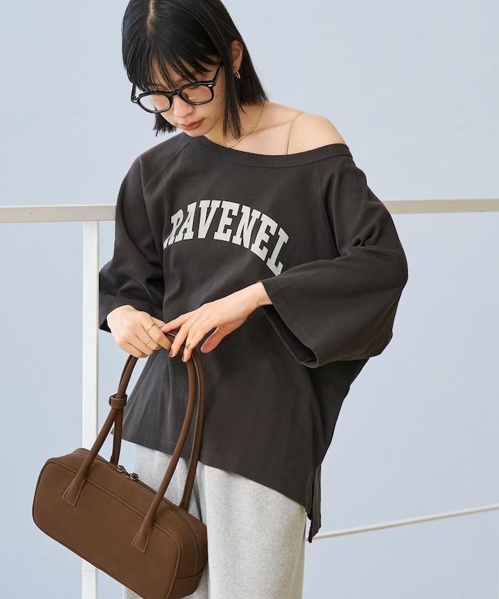 2WAY 平滑logo七分袖T恤/露肩T恤