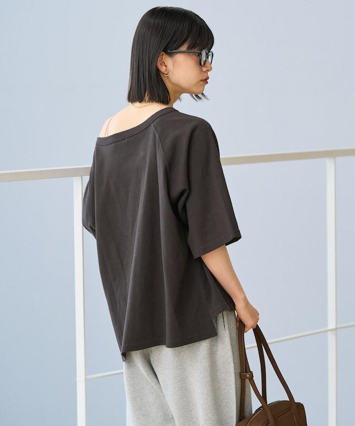 2WAY 平滑logo七分袖T恤/露肩T恤