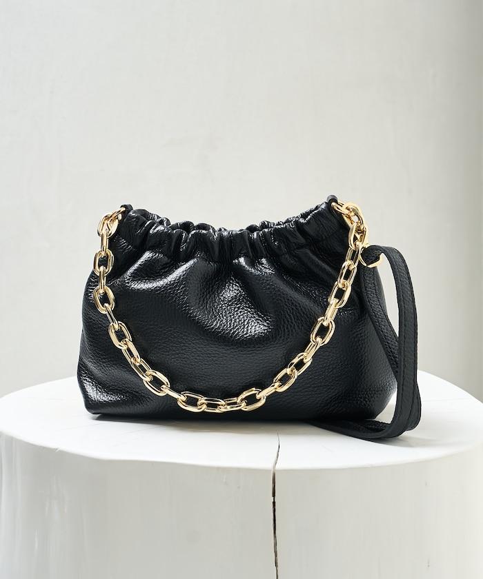 設計 2WAY 鏈條 皮質肩背迷你包