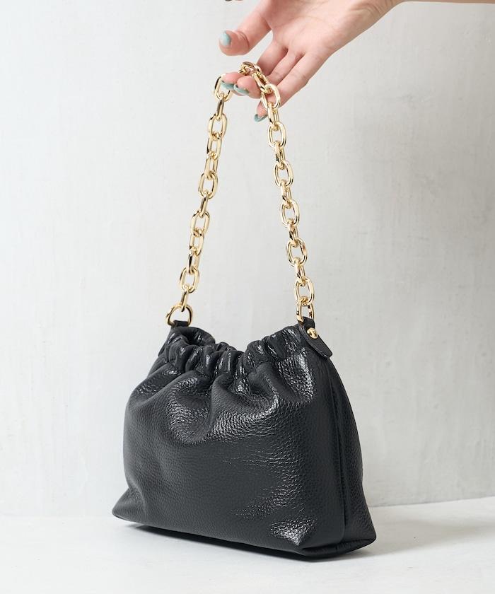 設計 2WAY 鏈條 皮質肩背迷你包