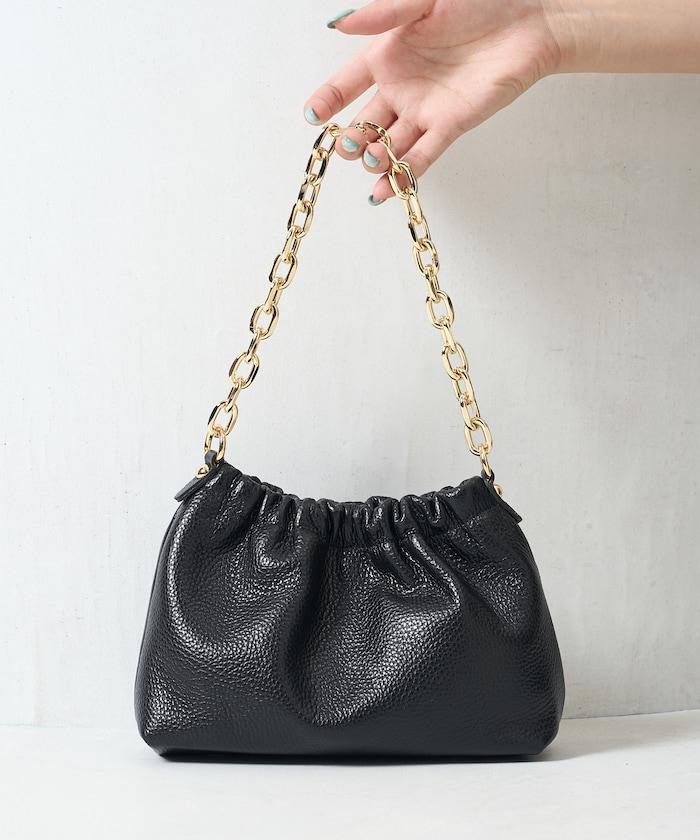 設計 2WAY 鏈條 皮質肩背迷你包