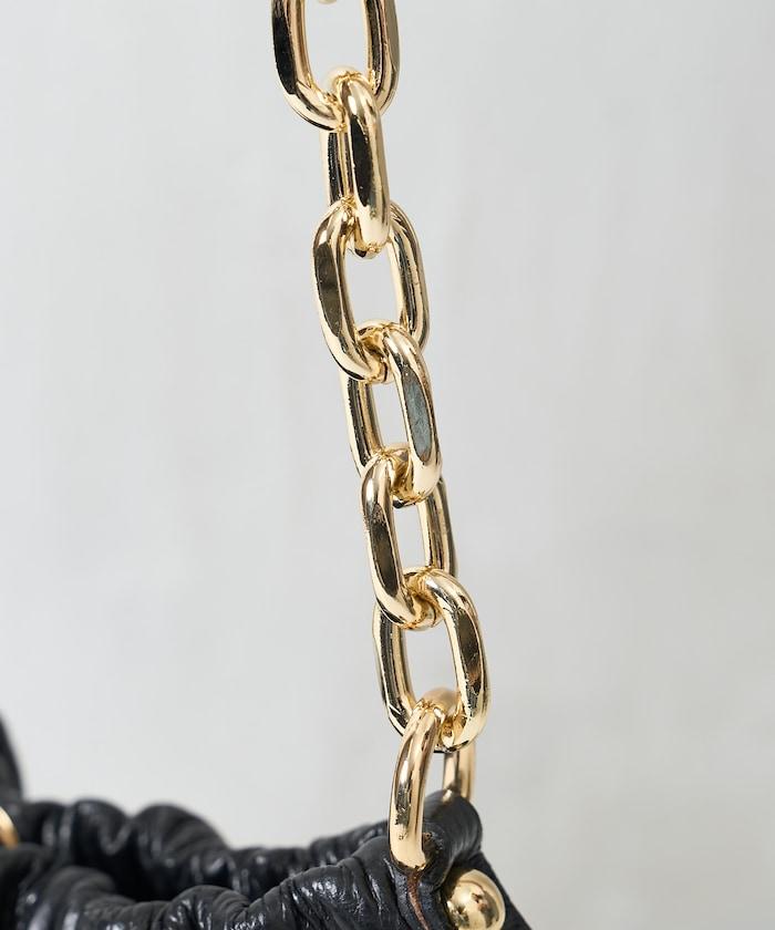 設計 2WAY 鏈條 皮質肩背迷你包