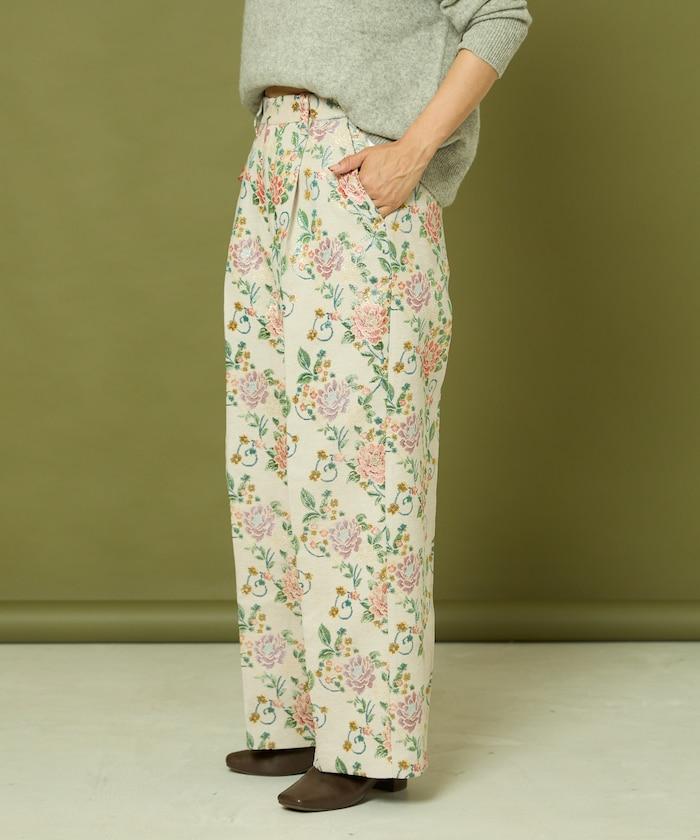 花朵提花寬鬆褲