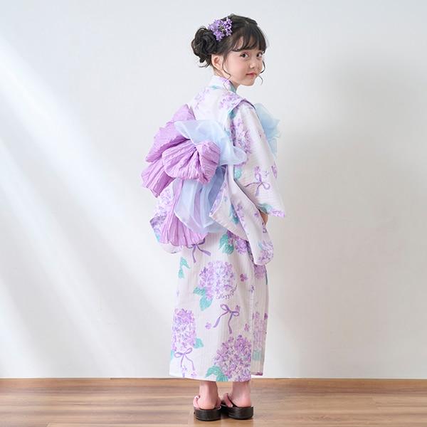 水彩繡球花圖案浴衣