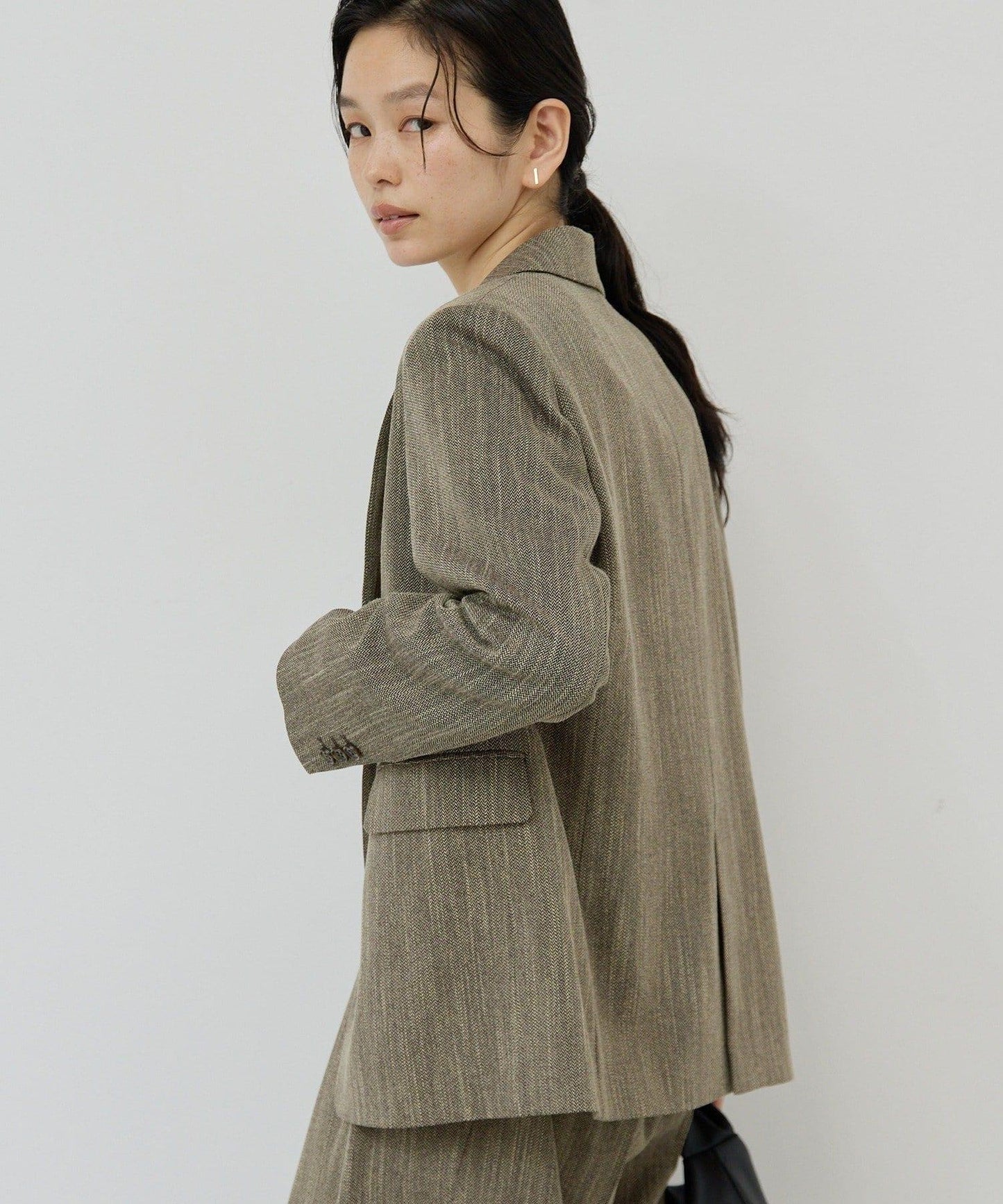 單排扣粗花呢夾克