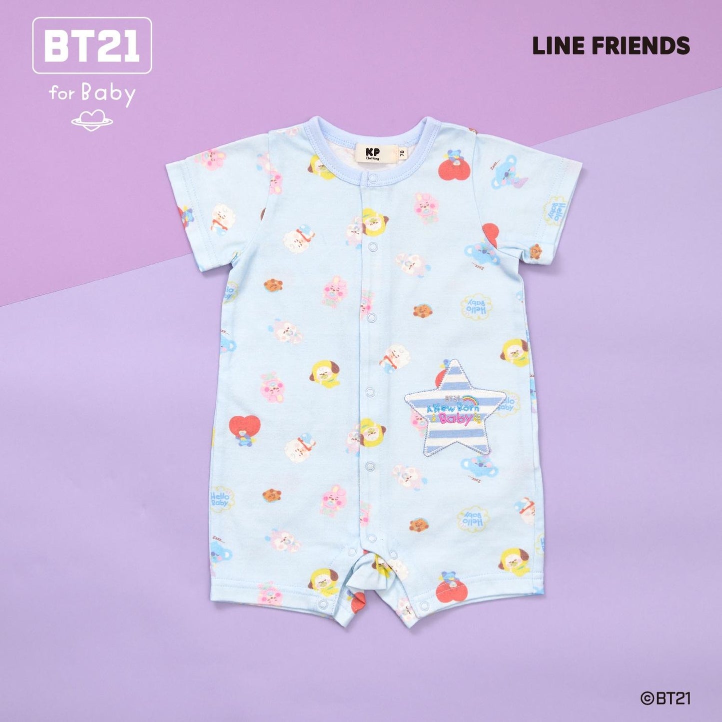 【《BT21》】刺繡貼布全印花短款連體衣