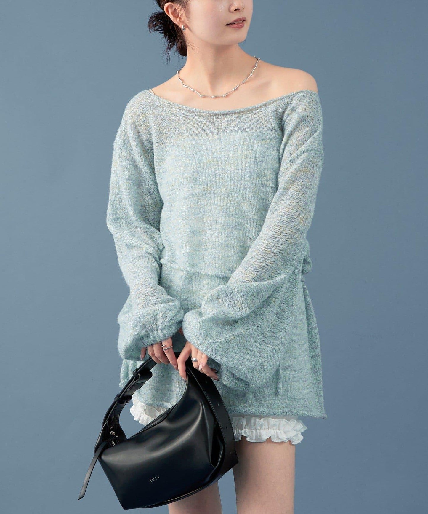 混色透明針織衫