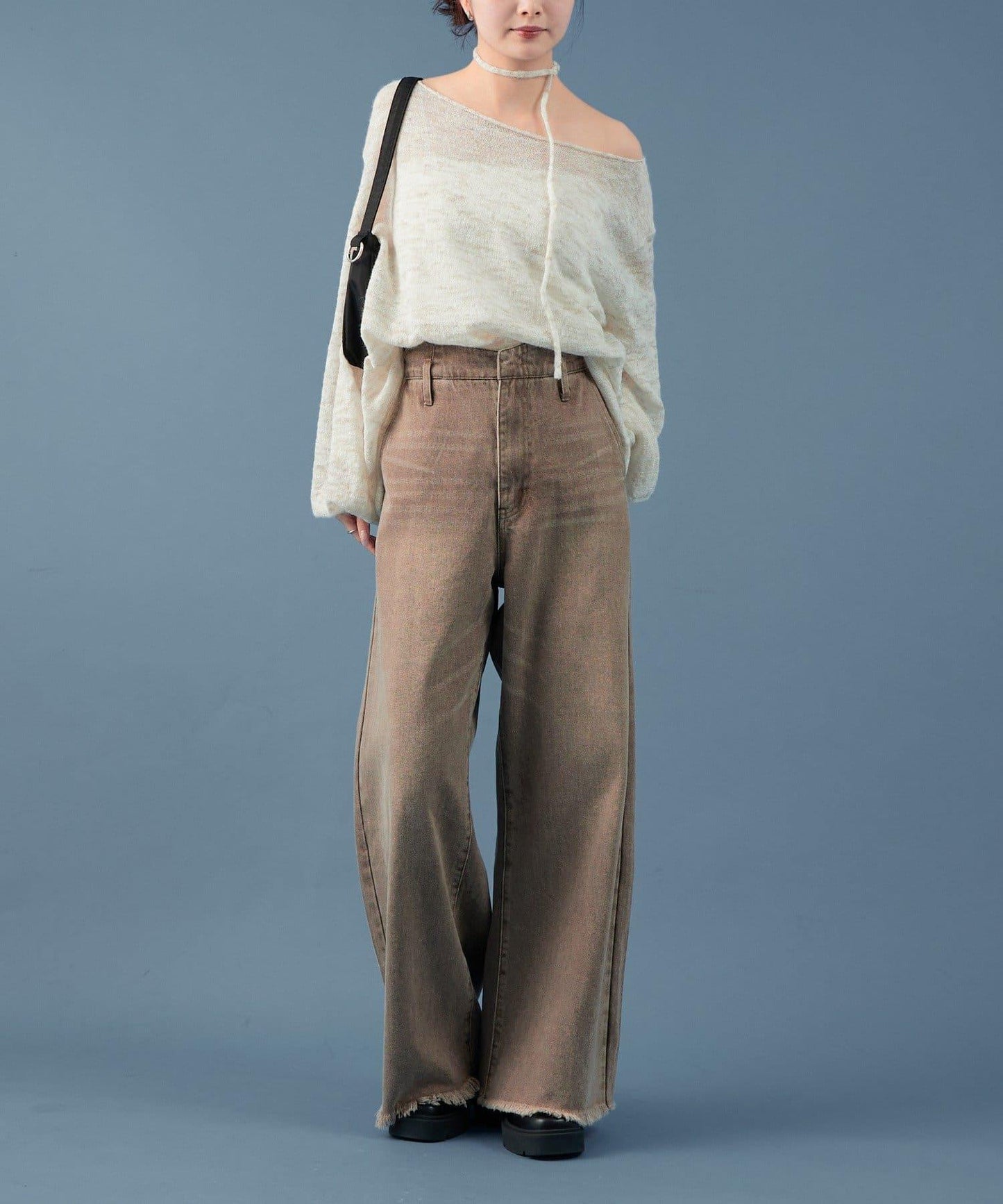 混色透明針織衫