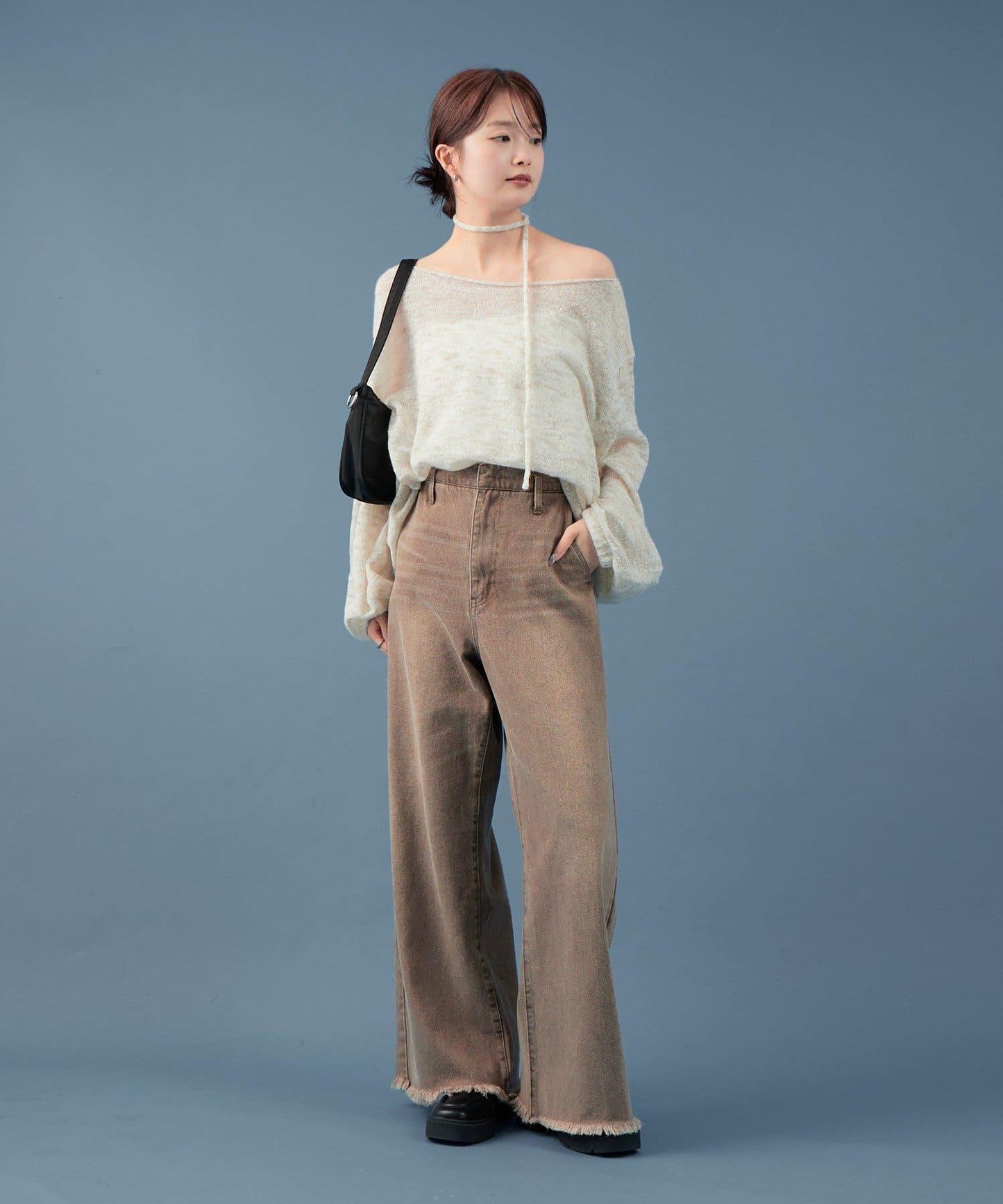 混色透明針織衫