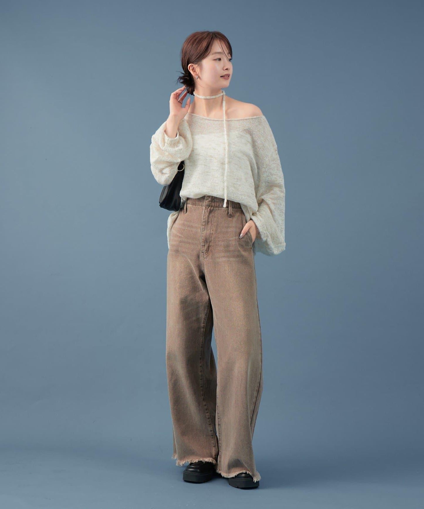 混色透明針織衫