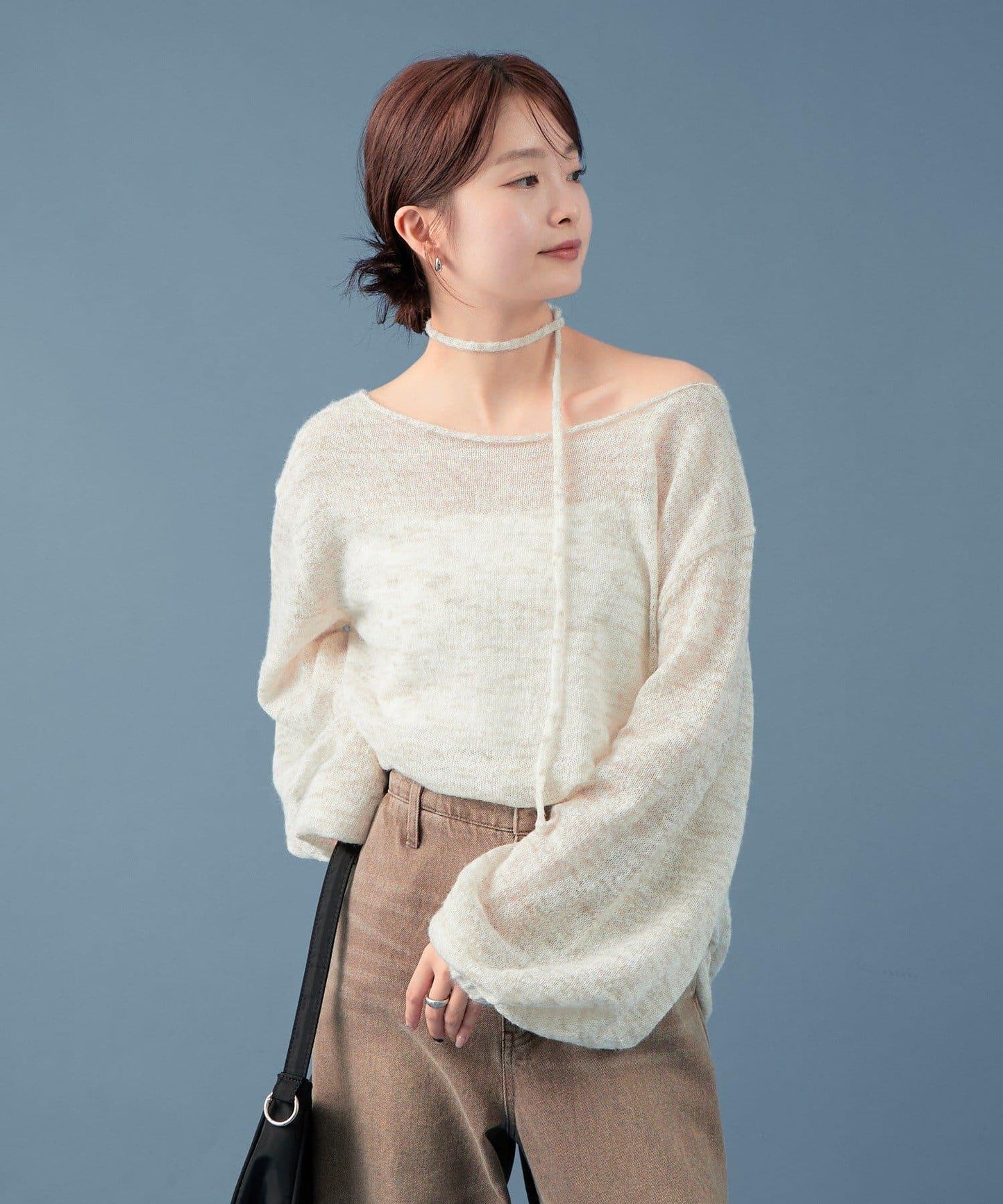 混色透明針織衫