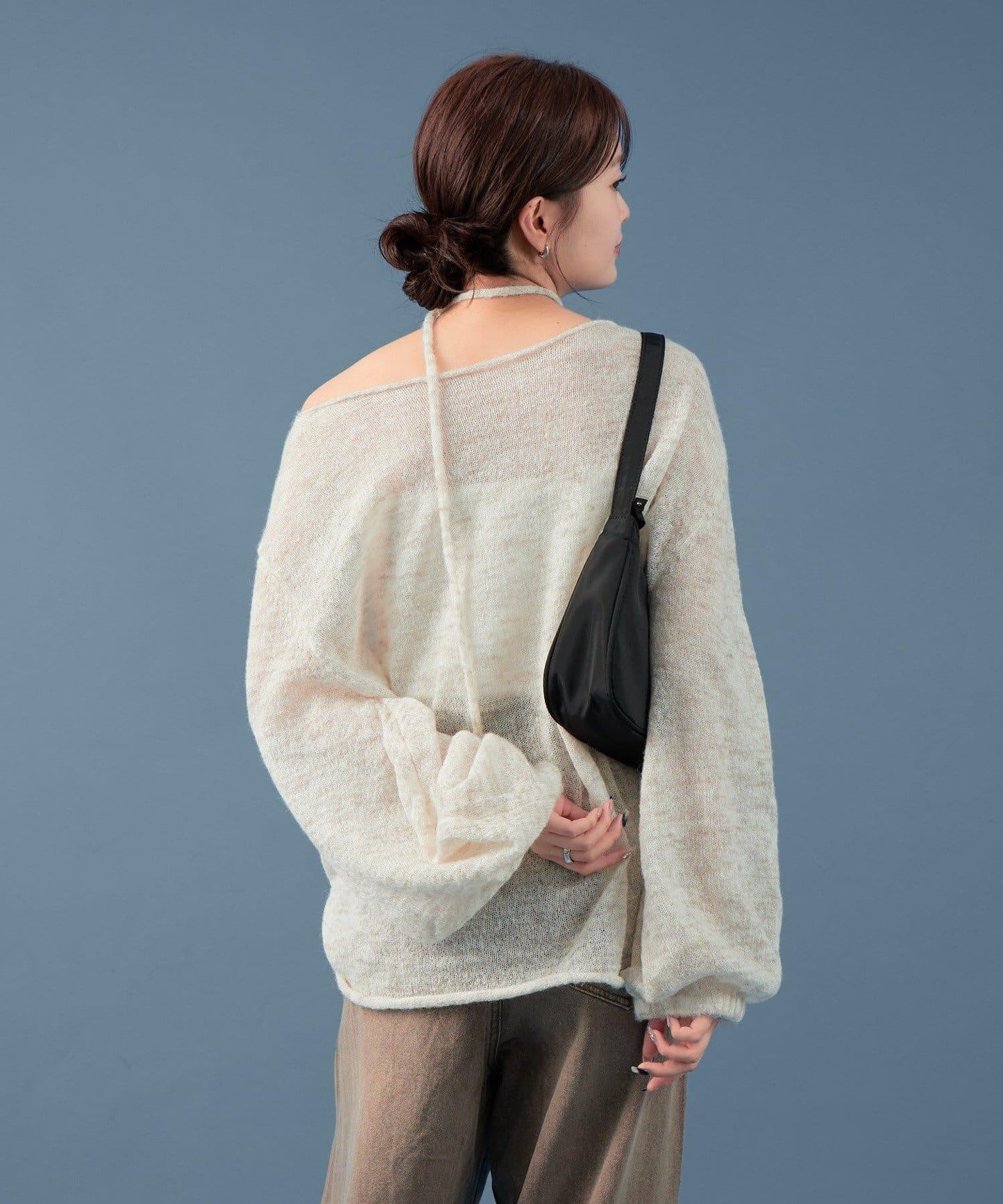 混色透明針織衫