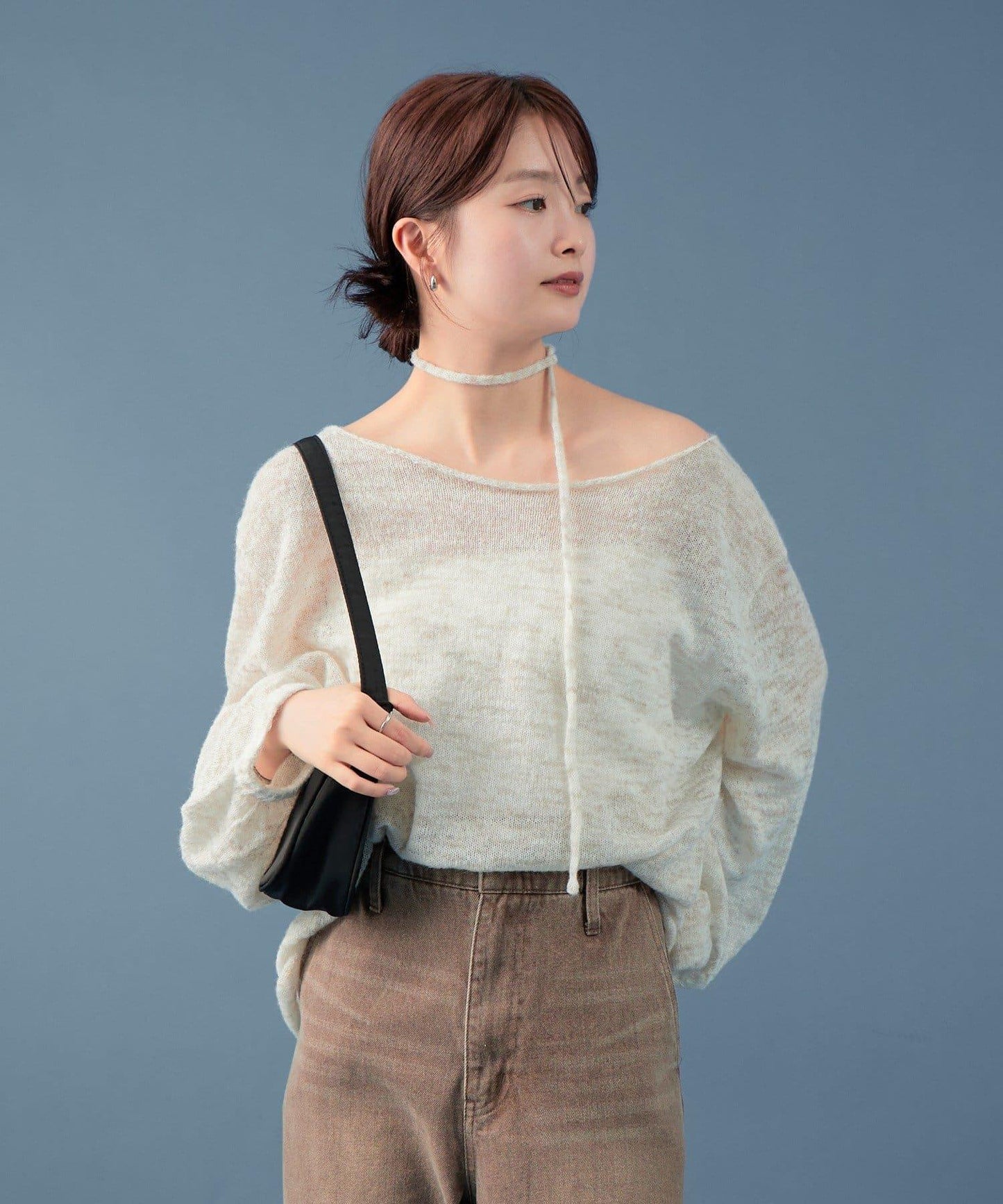 混色透明針織衫