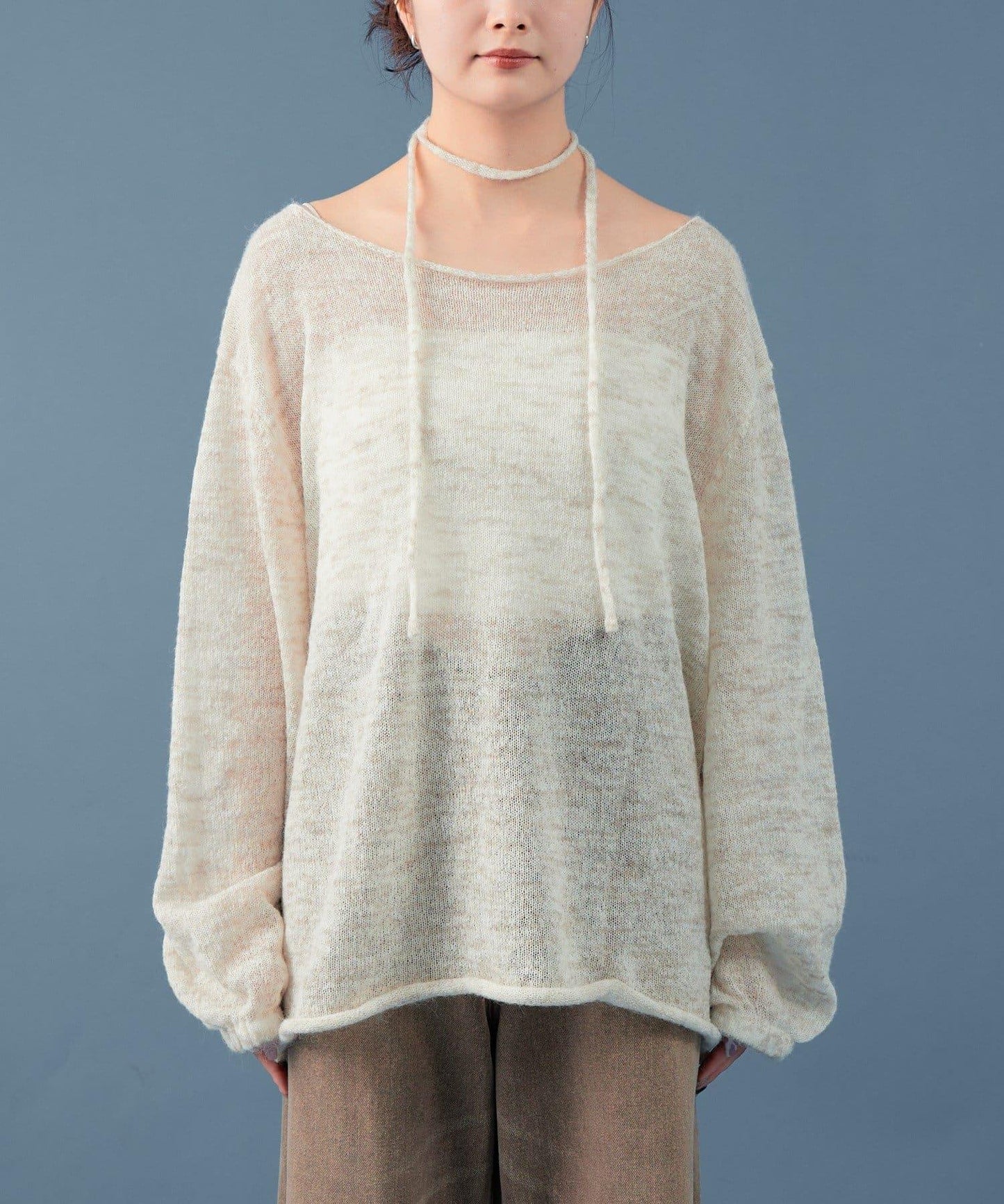 混色透明針織衫