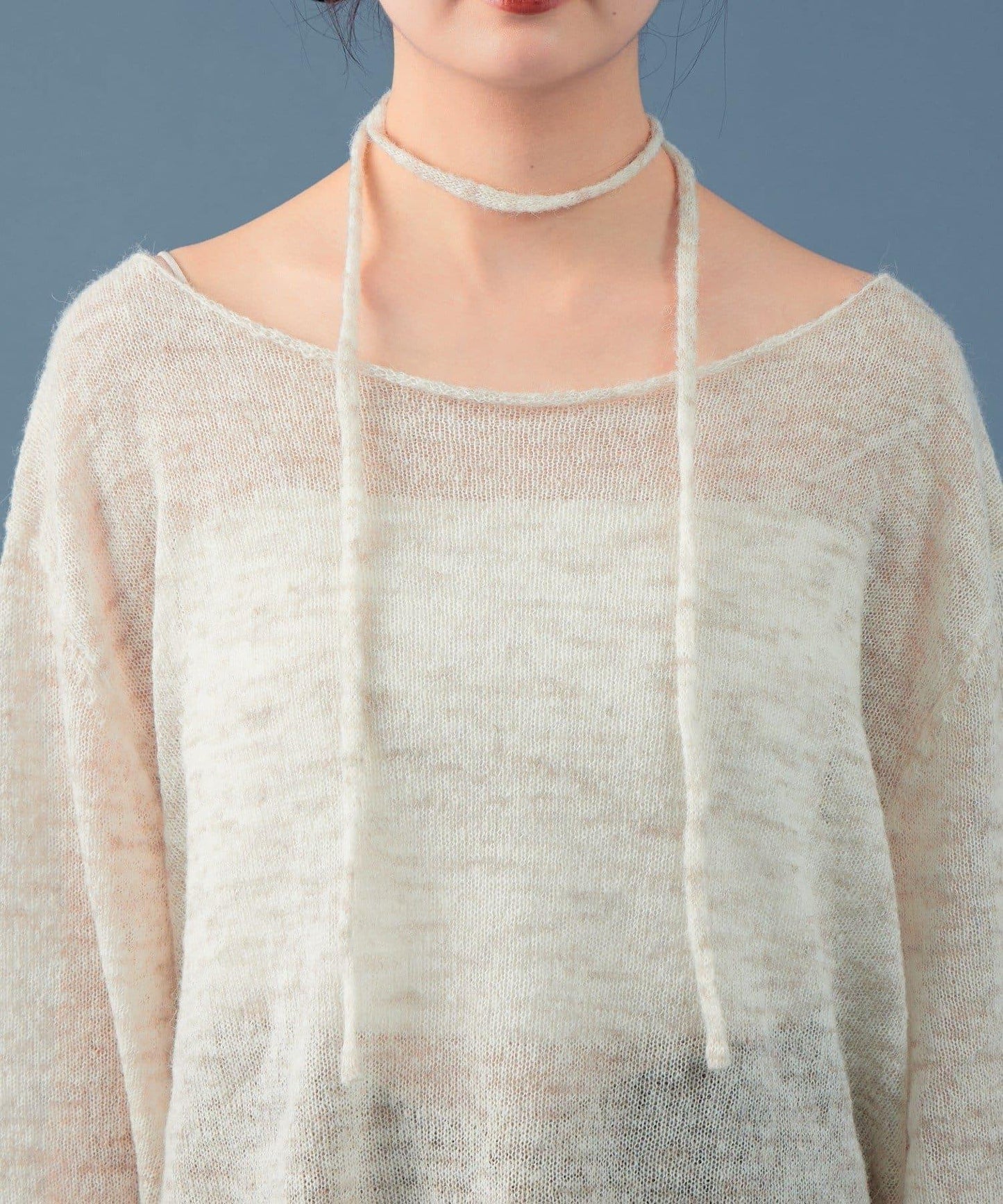 混色透明針織衫