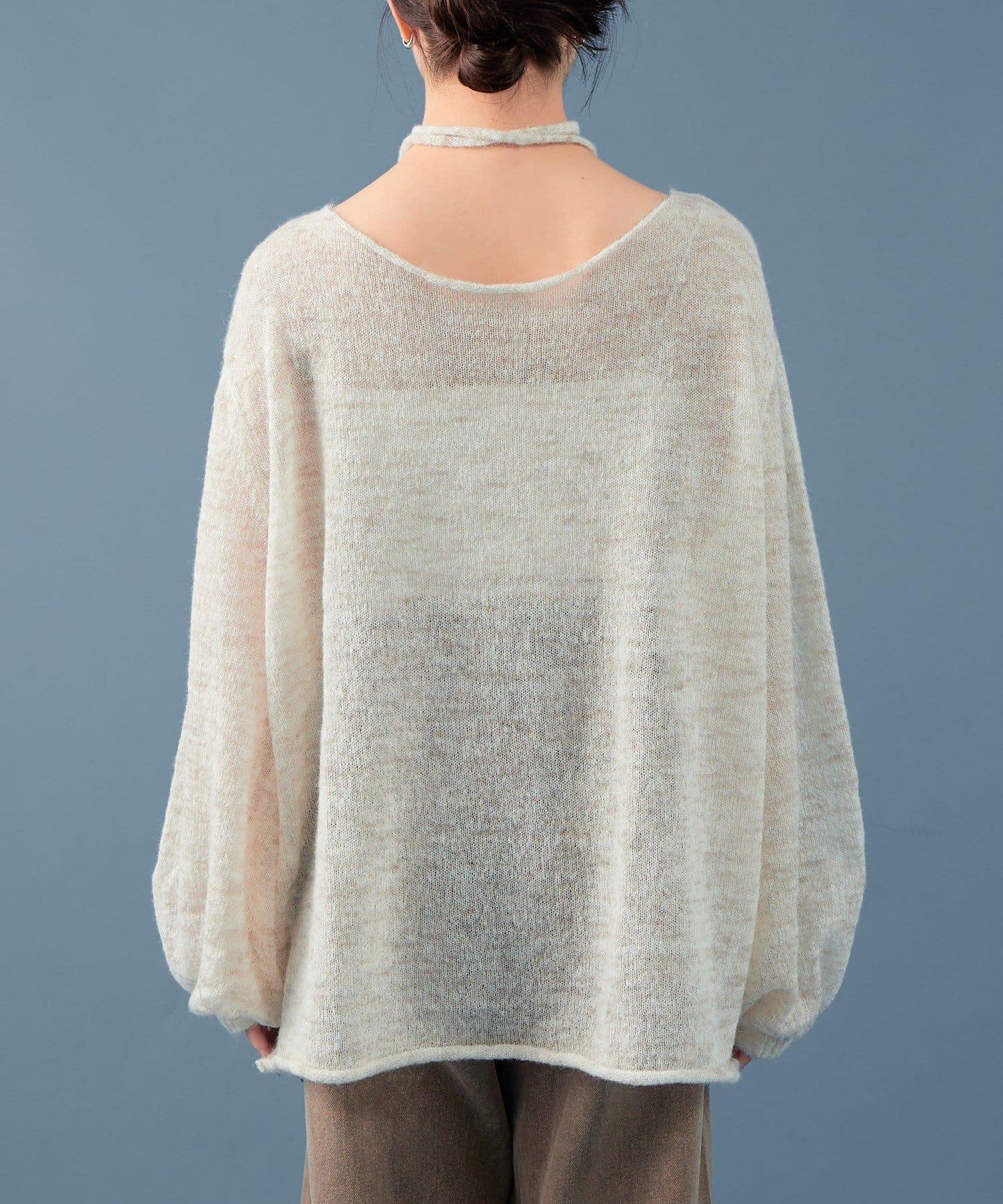 混色透明針織衫