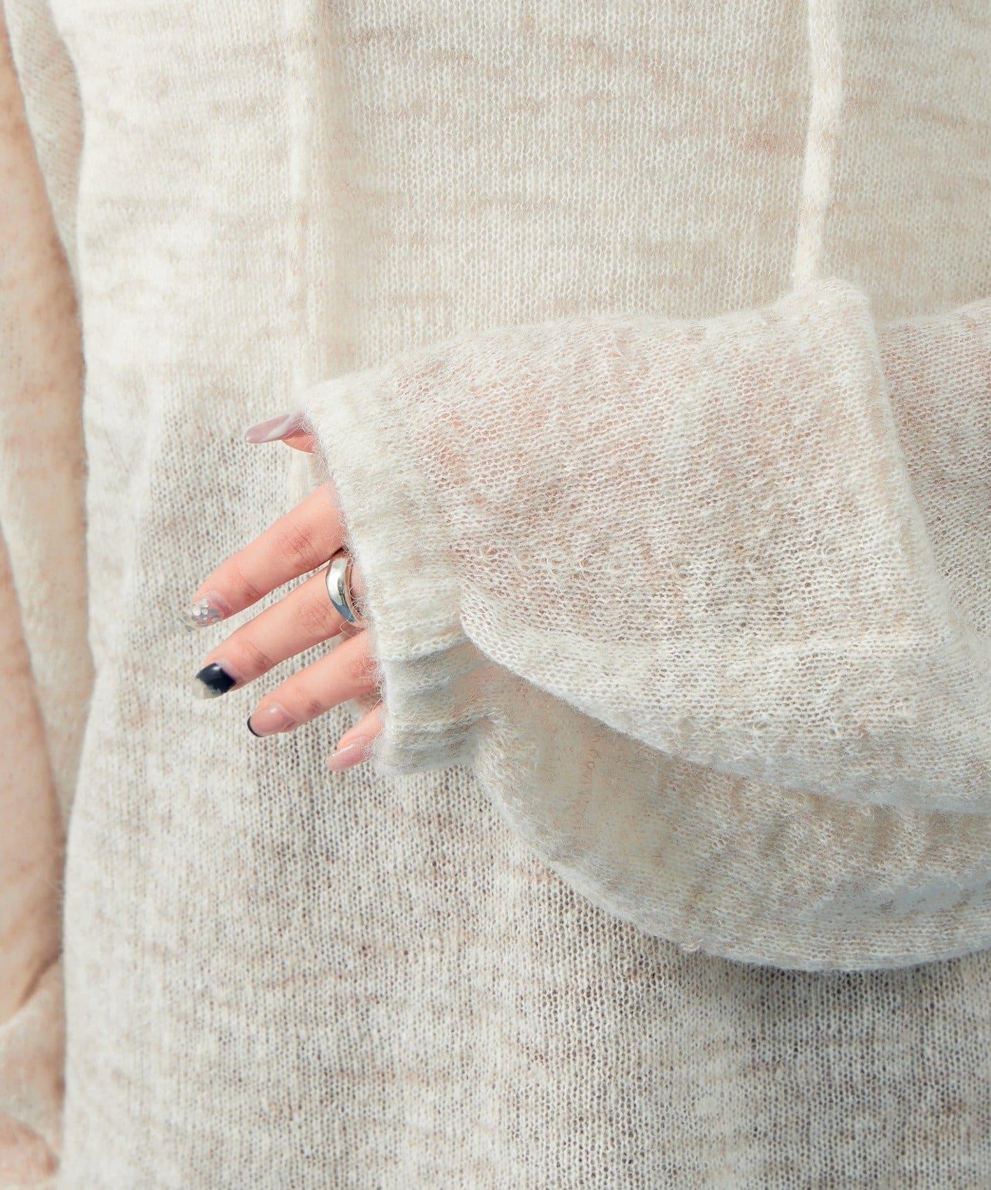 混色透明針織衫