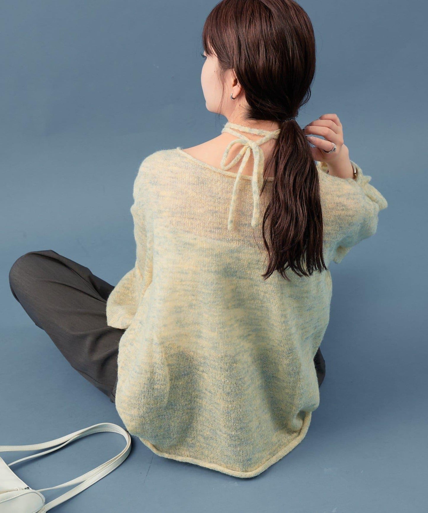 混色透明針織衫