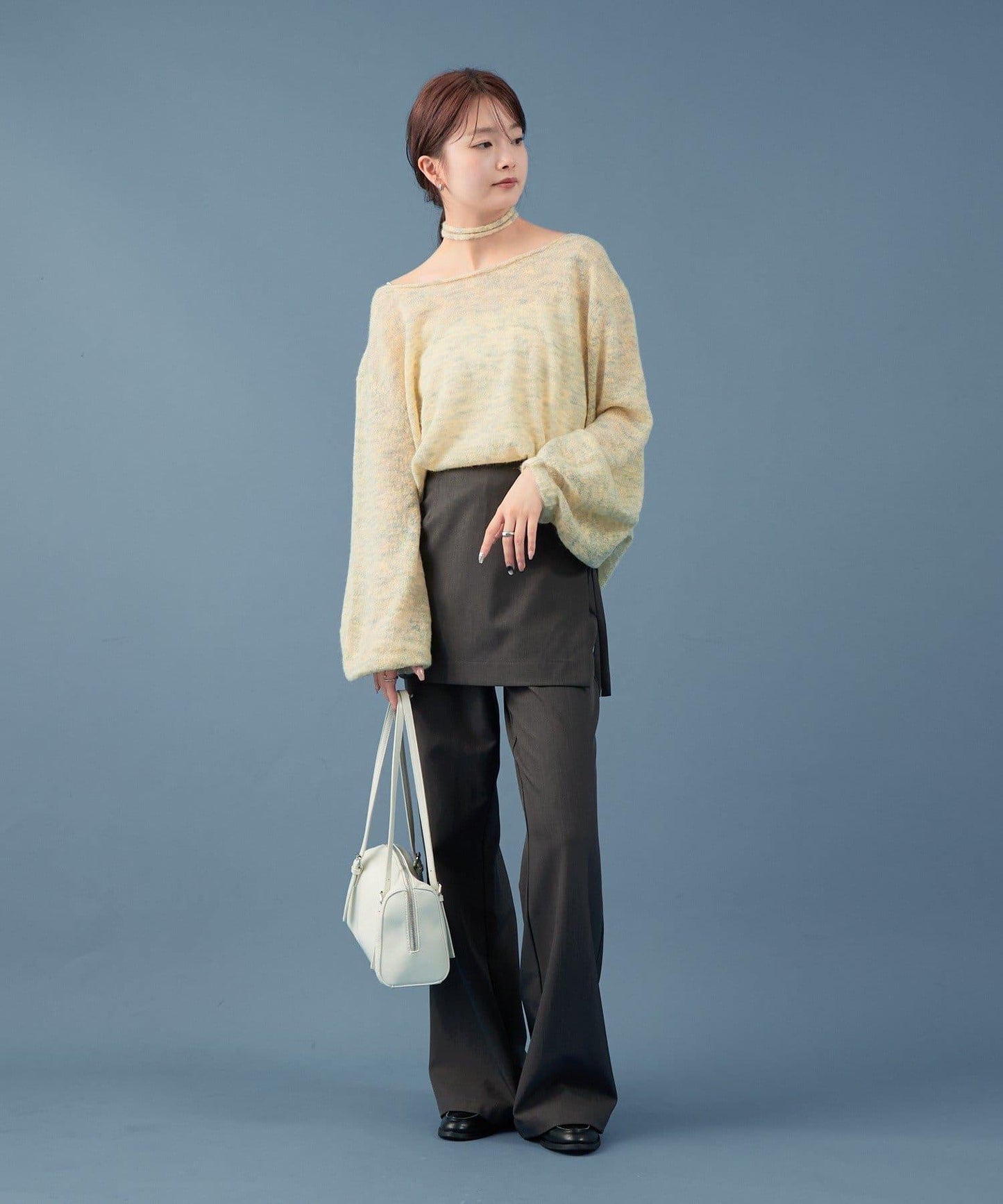 混色透明針織衫