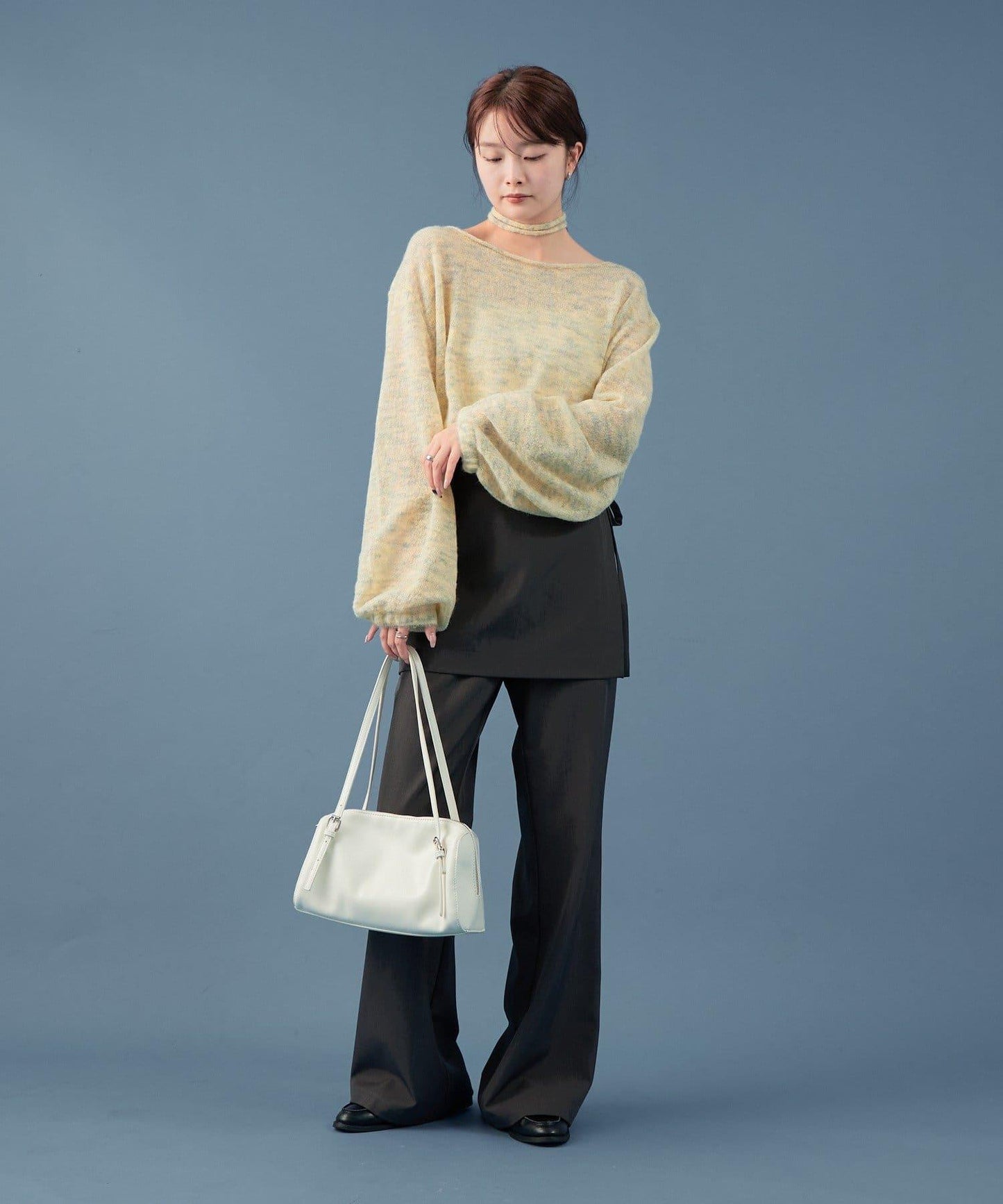 混色透明針織衫