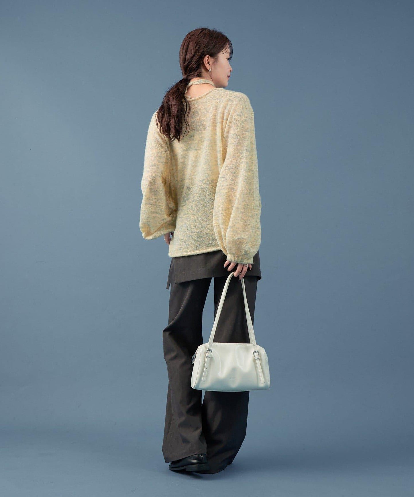 混色透明針織衫