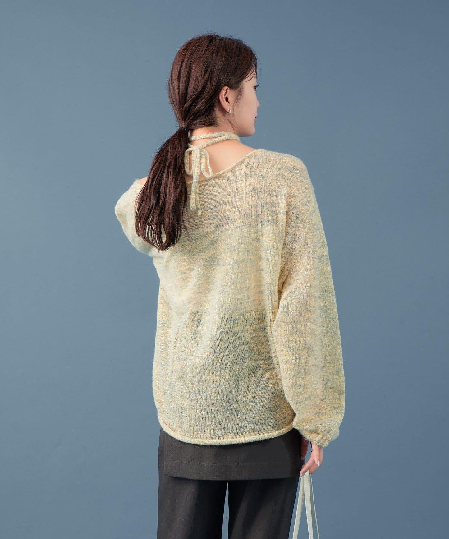 混色透明針織衫