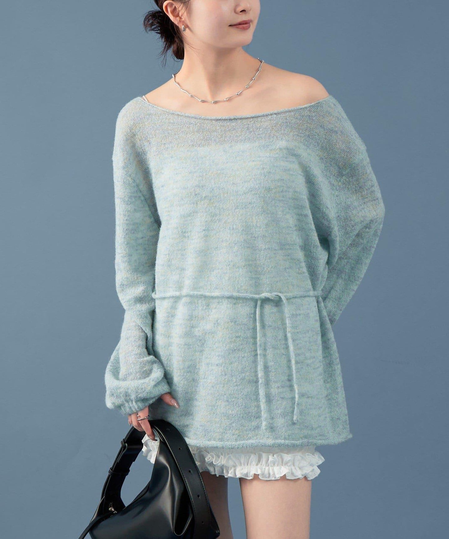 混色透明針織衫