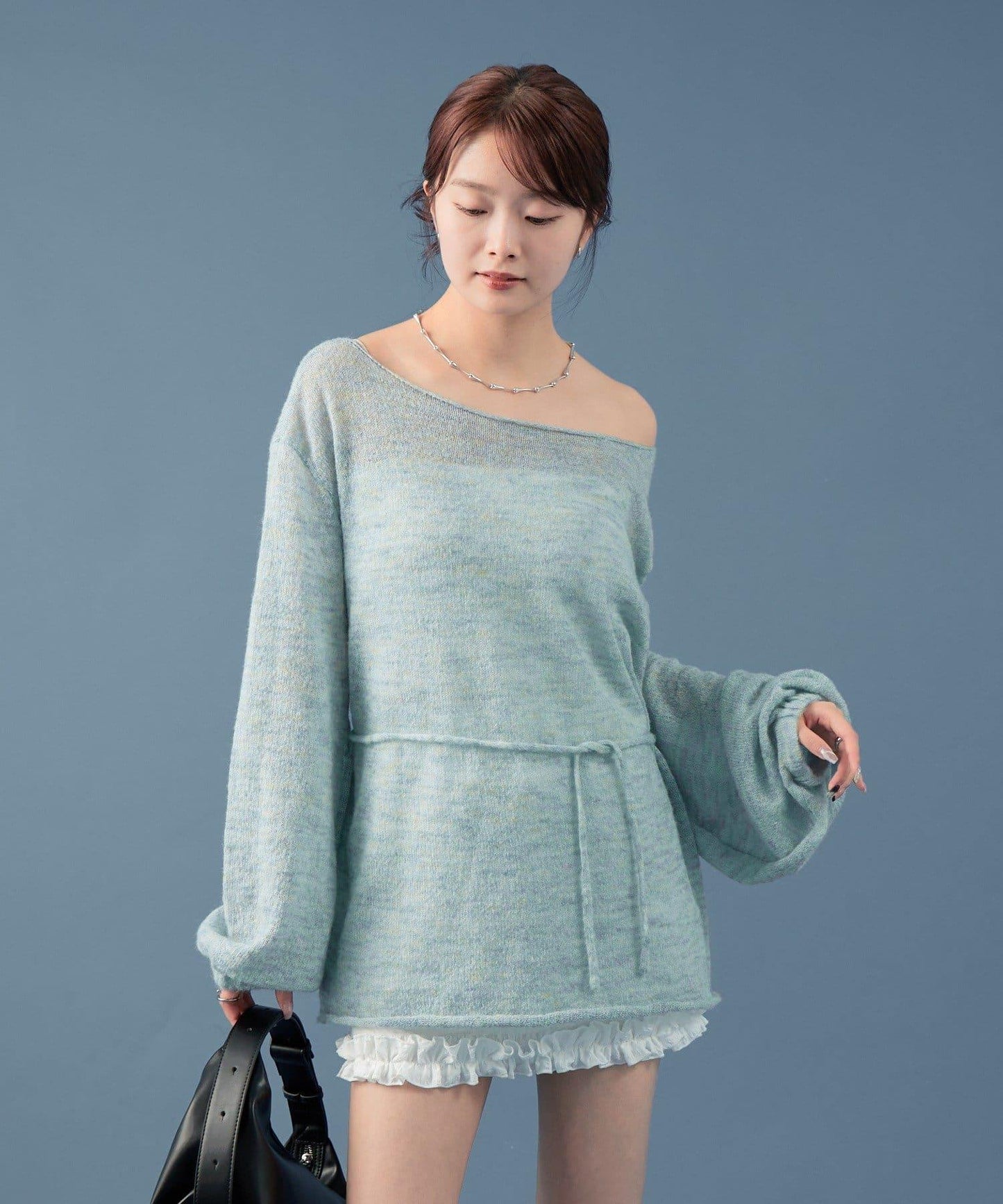 混色透明針織衫