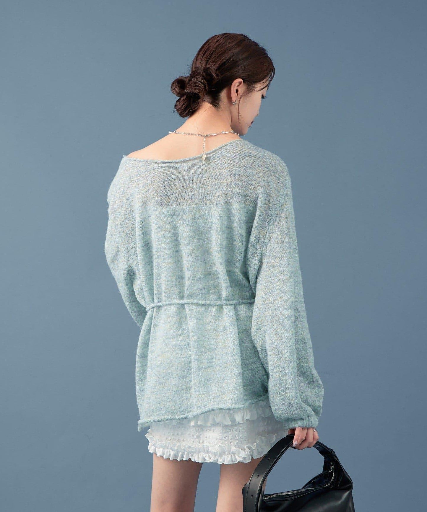 混色透明針織衫