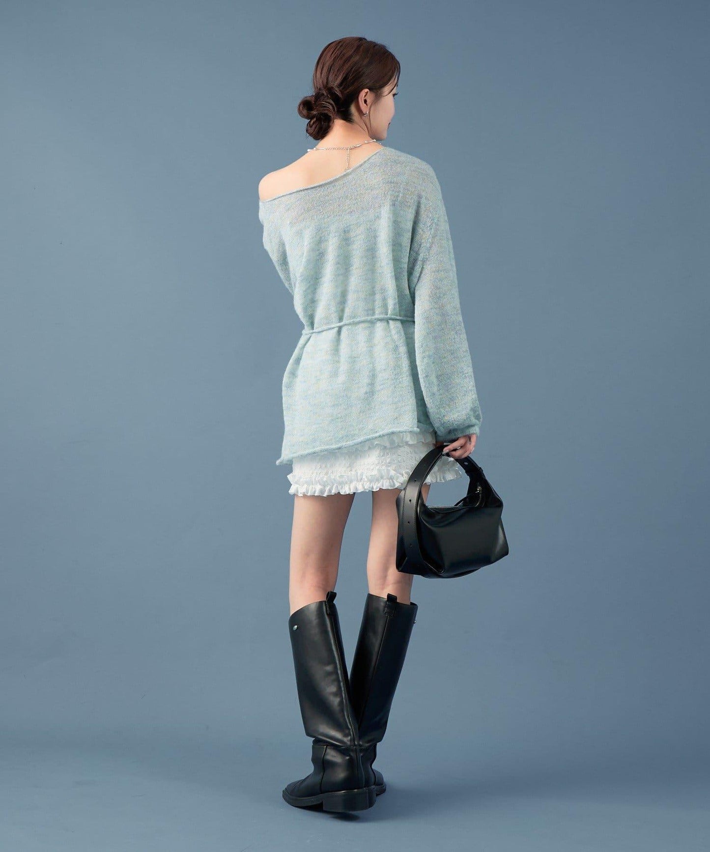 混色透明針織衫