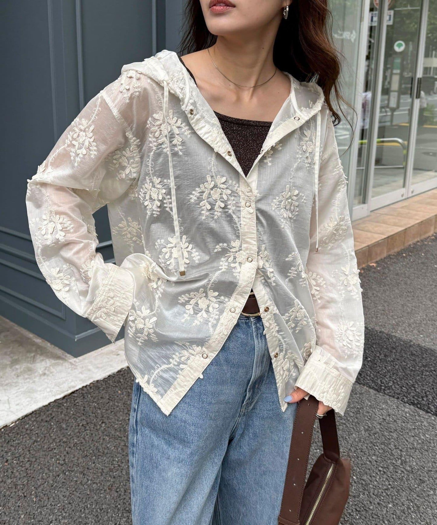 3D刺繡連帽襯衫