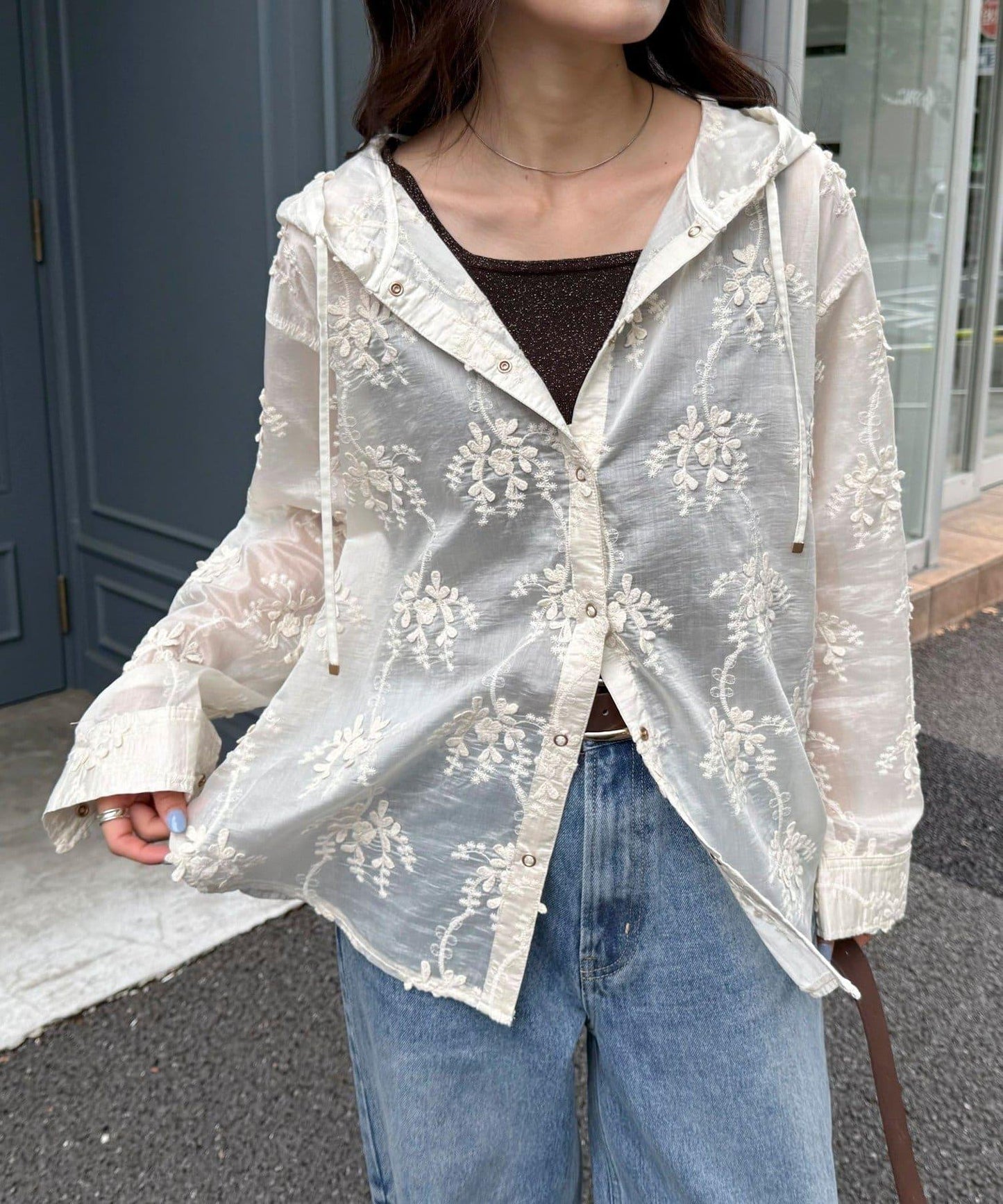 3D刺繡連帽襯衫