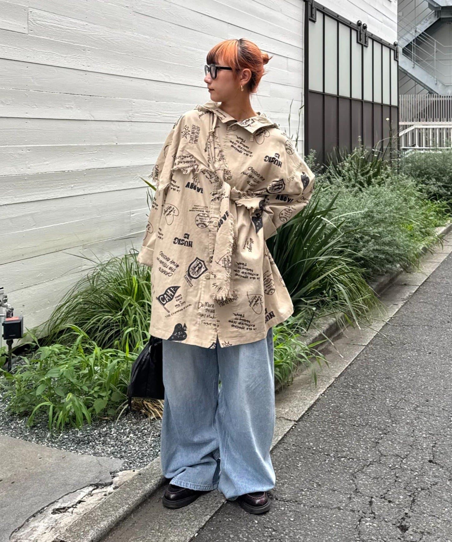 【SOUNDSGOOOOD】(套裝商品)繪畫睡眠連帽襯衫外套&多功能裙