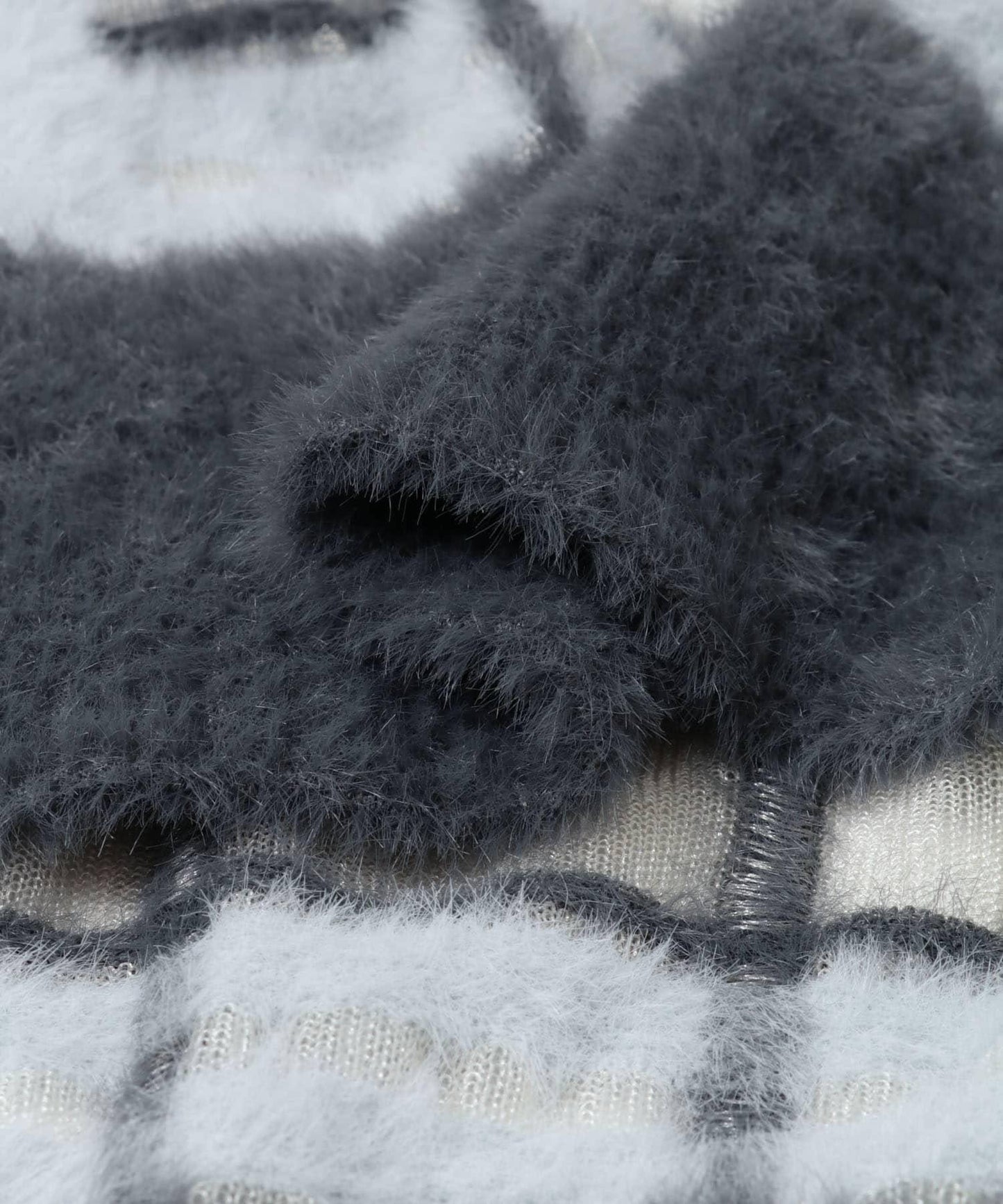 透視格紋羽毛針織衫