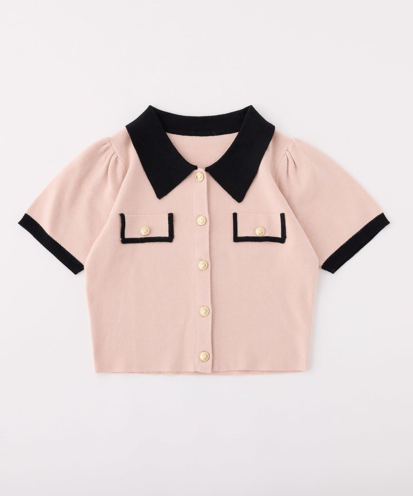 配色短袖針織衫