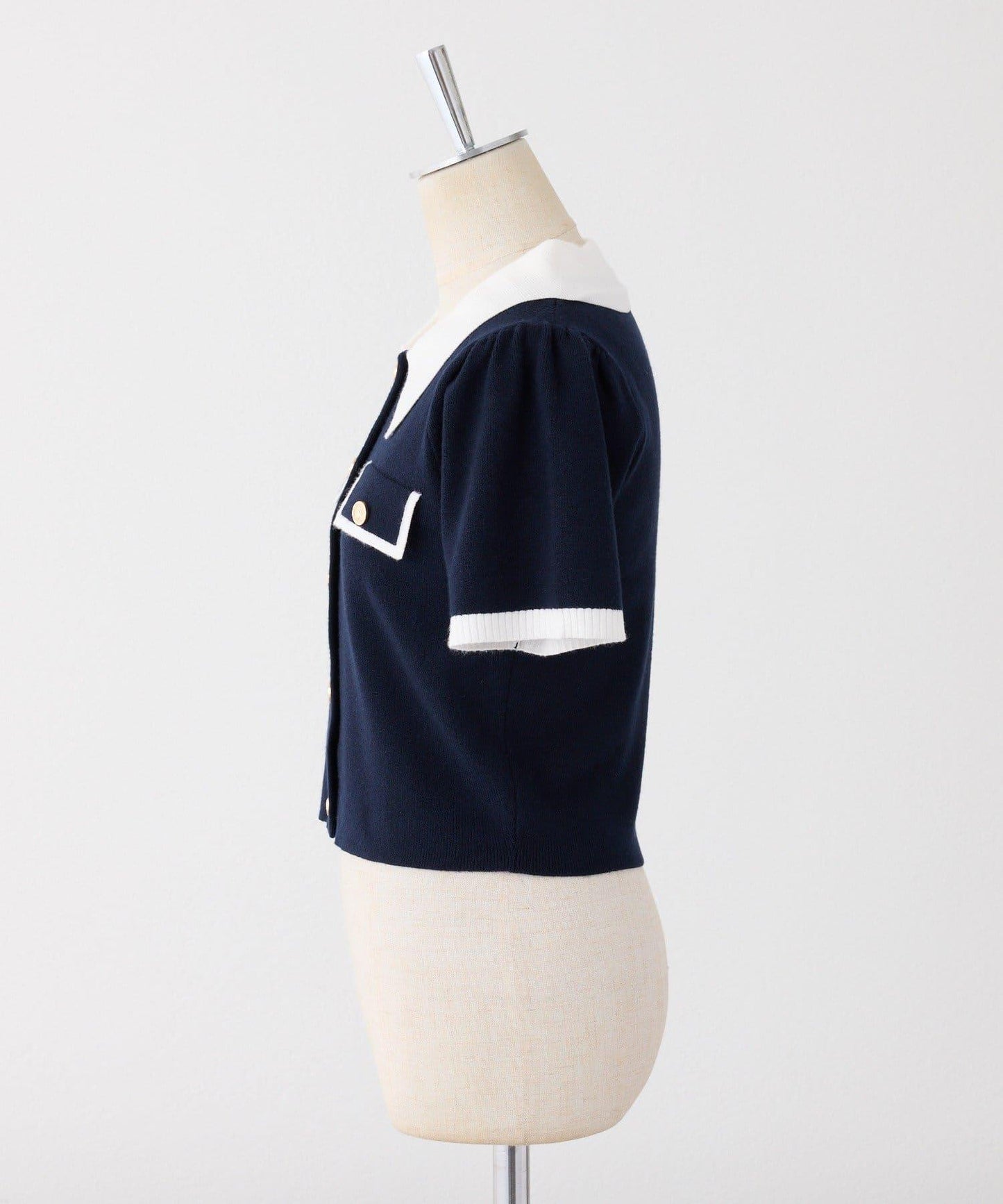 配色短袖針織衫