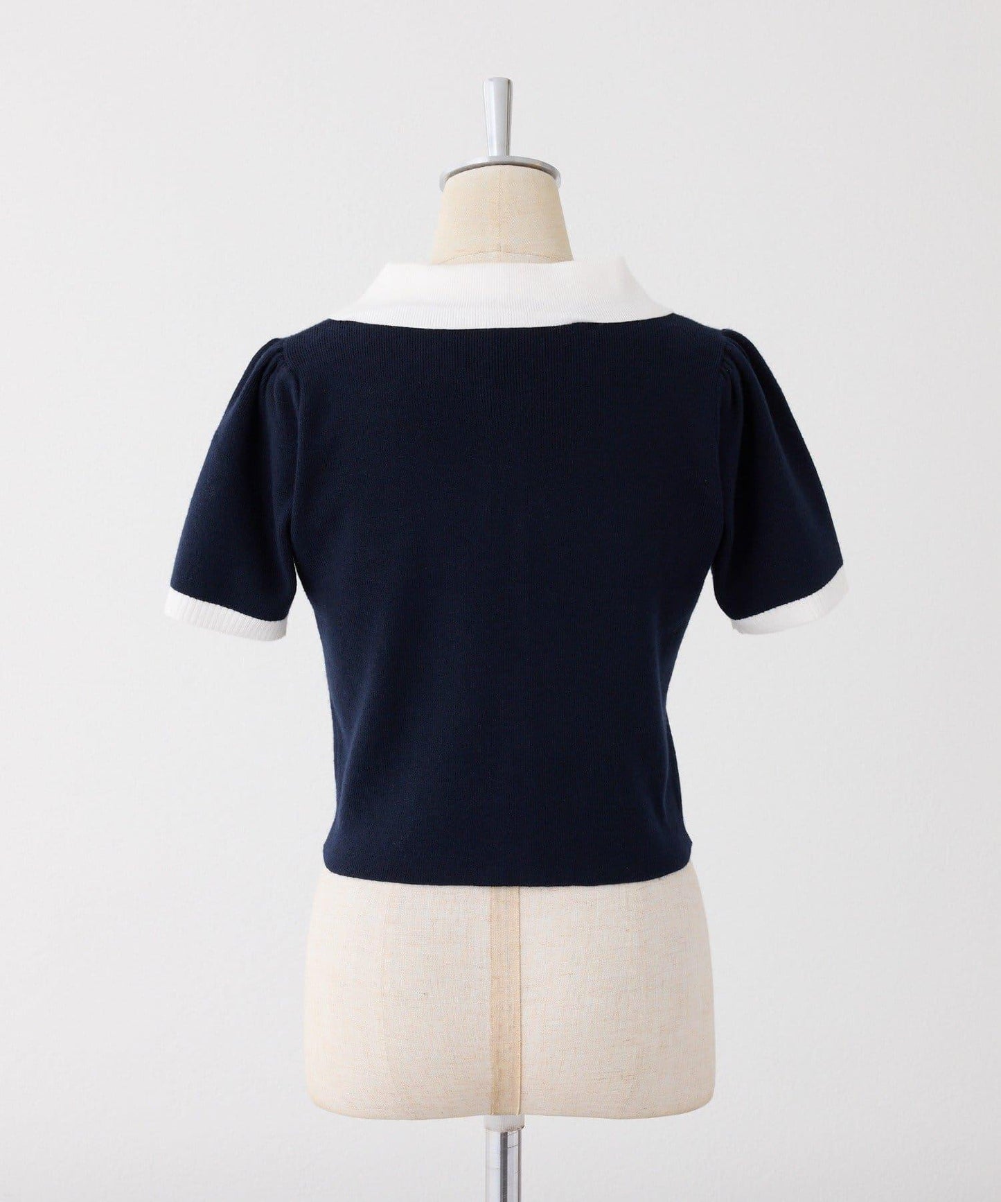 配色短袖針織衫