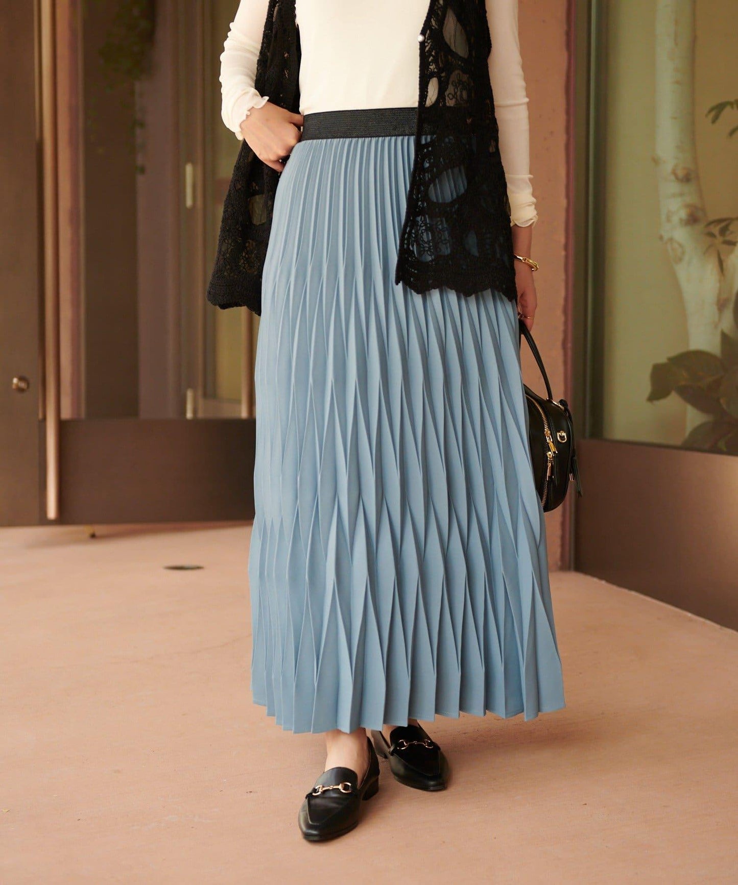 《腰部全鬆緊設計·優雅顯瘦◎》褶皺半身裙