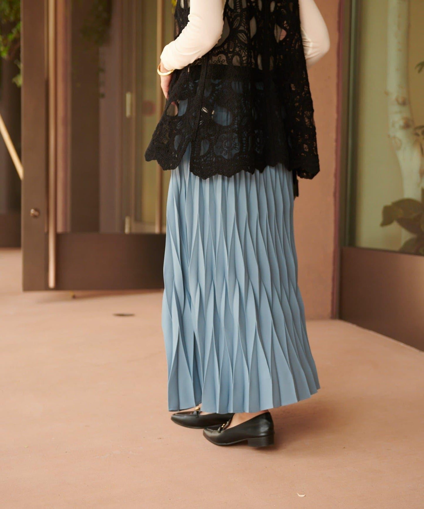 《腰部全鬆緊設計·優雅顯瘦◎》褶皺半身裙