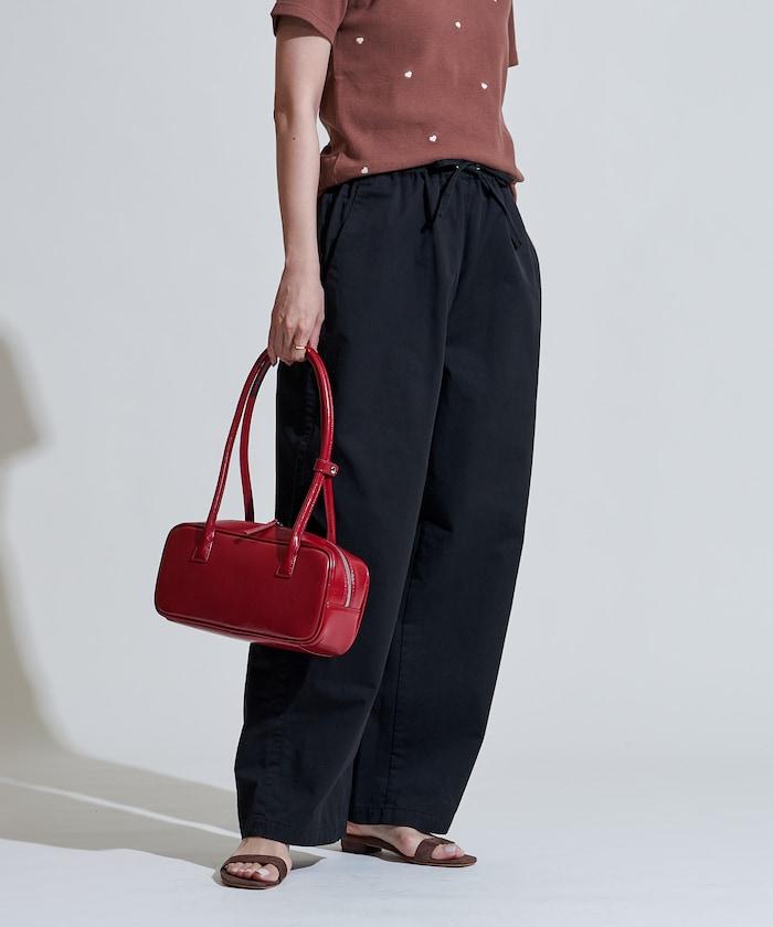 斜紋織物寬鬆直筒褲<可搭配套裝>