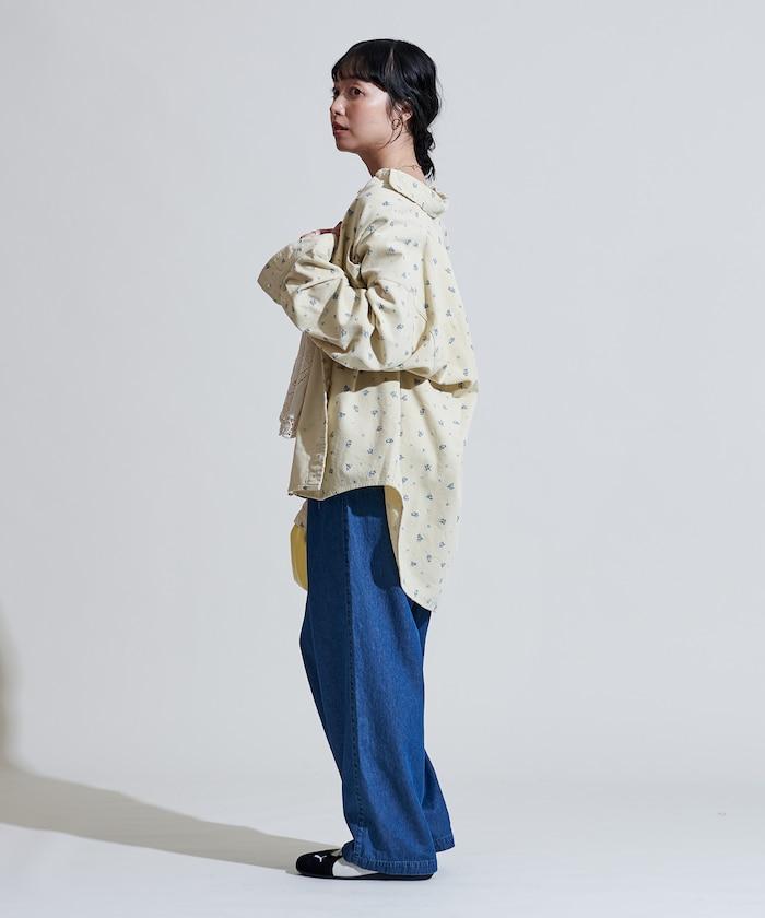 斜紋織物寬鬆直筒褲<可搭配套裝>