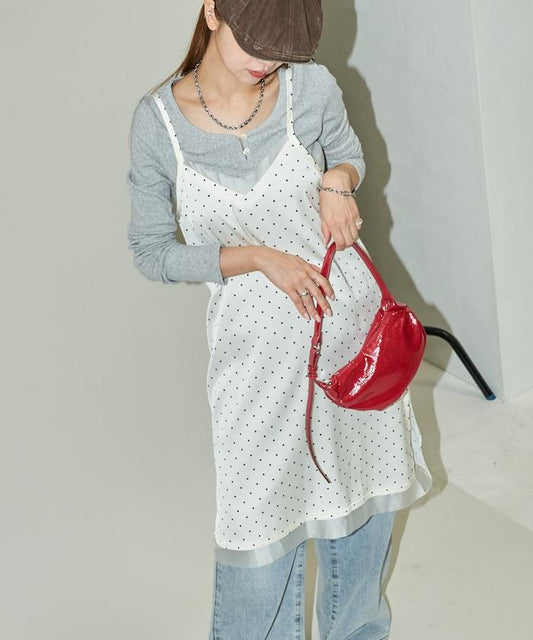 圓點吊帶連衣裙